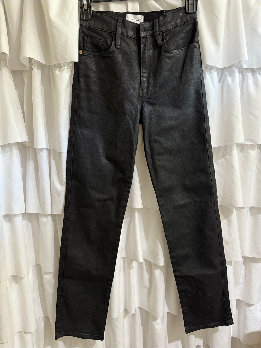Frame Denim Slim Straight Black Jeans